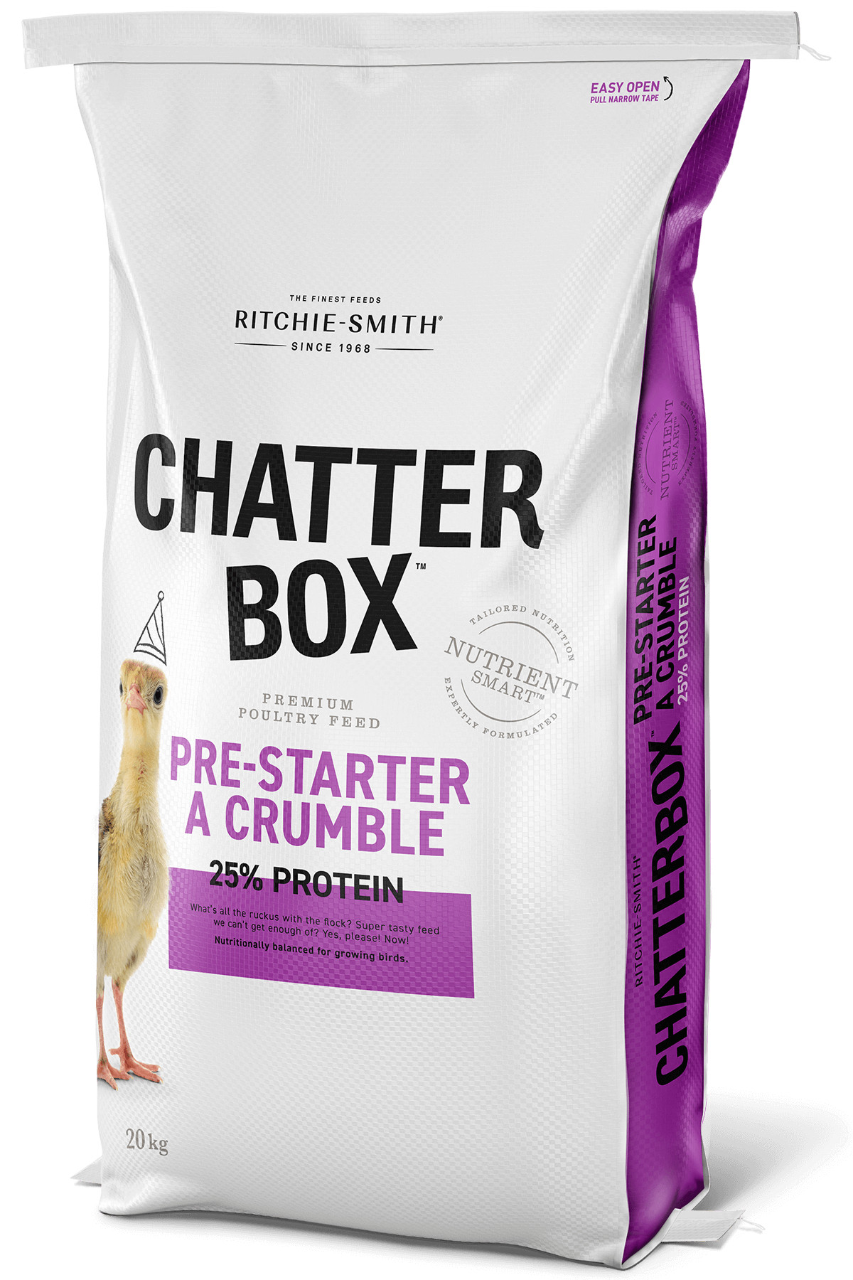 Chatter Box Pre-Starter A Crumble. Perfect nutrition to get your poults off to a happy (and chatty) start. All the food they’ll need is in this feed.