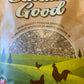 Cluckin Good milled grain complete layer ration for laying poultry.